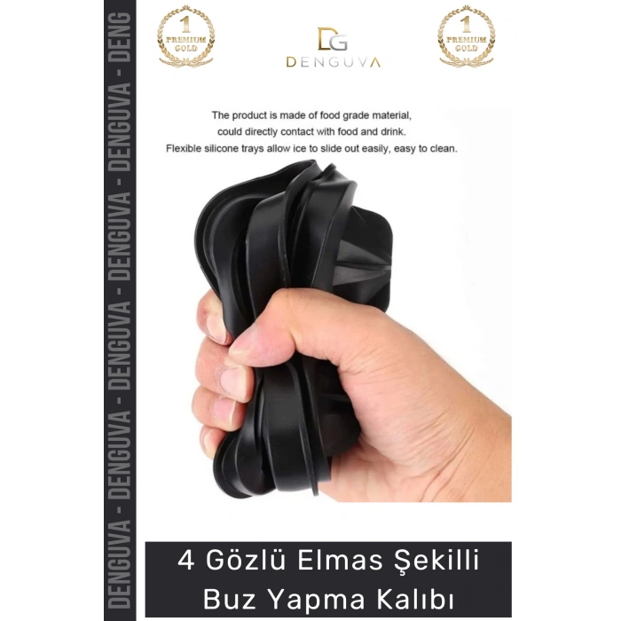 #BuzKalıbı Silikon Kokteyl Sunum Gı Uyumlu Esnek Dayanıklı Elmas Şekilli Buz Yapma Kalıbı Buzluk