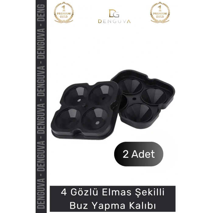 #BuzKalıbı Silikon Kokteyl Sunum Gı Uyumlu Esnek Dayanıklı Elmas Şekilli Buz Yapma Kalıbı Buzluk - 2 Adet