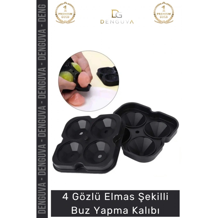#BuzKalıbı Silikon Kokteyl Sunum Gı Uyumlu Esnek Dayanıklı Elmas Şekilli Buz Yapma Kalıbı Buzluk - 2 Adet