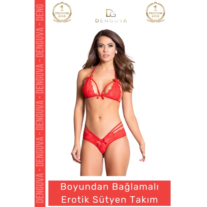 #FanteziSütyen Yeni Sezon Fantezi Seksi Dantelli Şık Boyundan Ayarlı Bağlamalı Fantezi Sütyen Takım