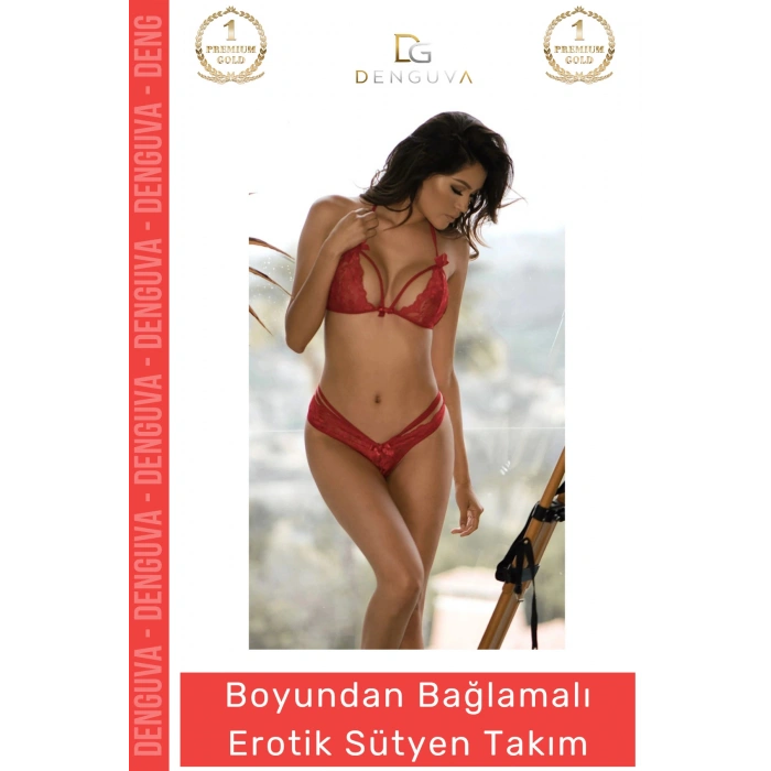 #FanteziSütyen Yeni Sezon Fantezi Seksi Dantelli Şık Boyundan Ayarlı Bağlamalı Fantezi Sütyen Takım
