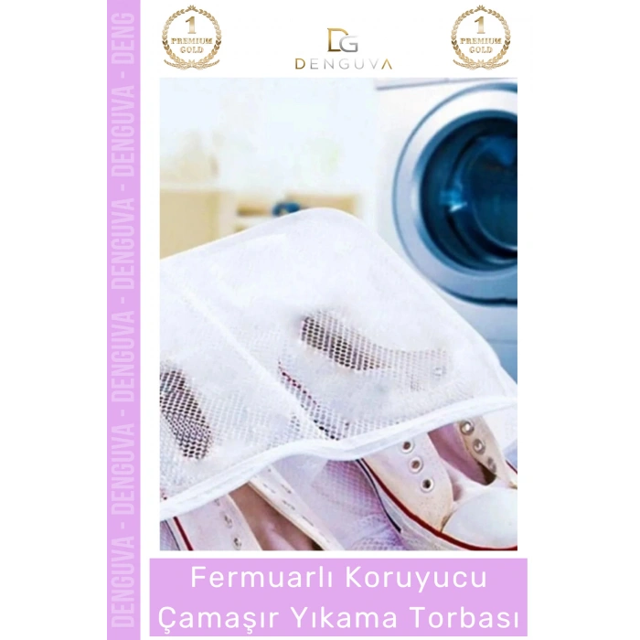 Özel Üretim Premium Koruyucu Fermuarlı Leke Çıkartıcı Ayakkabı Çamaşır Yıkama Torbası Filesi - 2 Adet