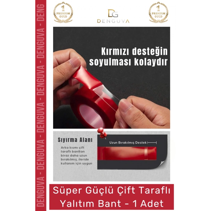 #Bant Çift Taraflı Güçlü PE Köpük Akrilik Yapışkanlı Sabitleme Montaj Bandı 1mm X 5mt 1 Adet