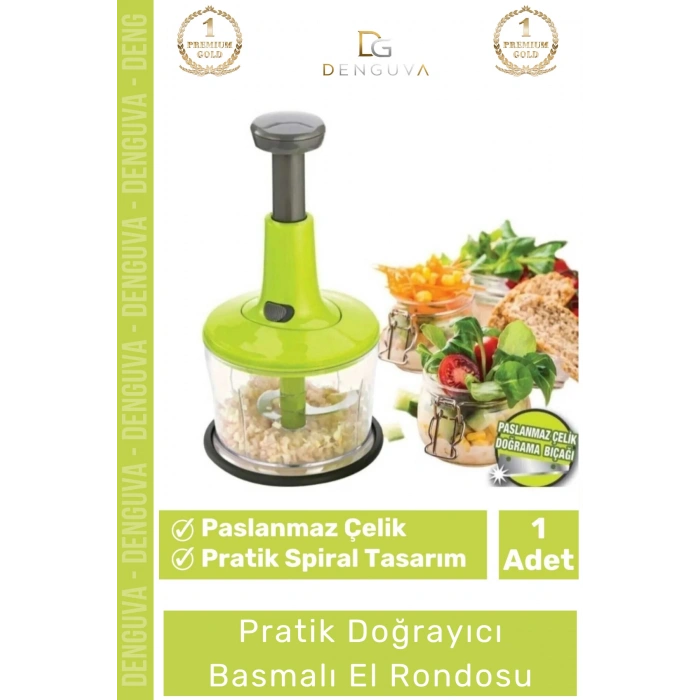 #ElRondosu Paslanmaz Çelik Bıçaklı Pratik El Rondosu Manuel Basmalı Sebze Meyve Soğan Doğrayıcı