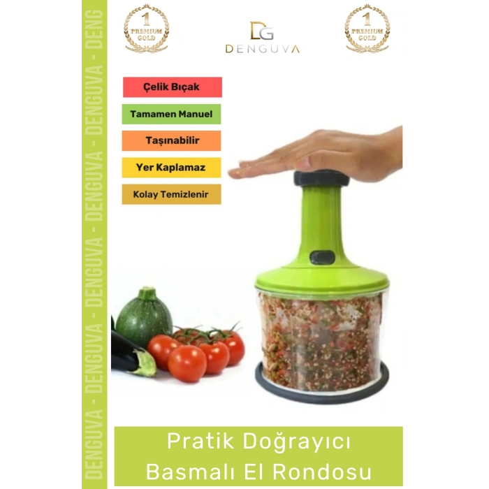 #ElRondosu Paslanmaz Çelik Bıçaklı Pratik El Rondosu Manuel Basmalı Sebze Meyve Soğan Doğrayıcı