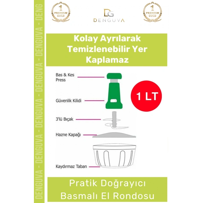 #ElRondosu Paslanmaz Çelik Bıçaklı Pratik El Rondosu Manuel Basmalı Sebze Meyve Soğan Doğrayıcı