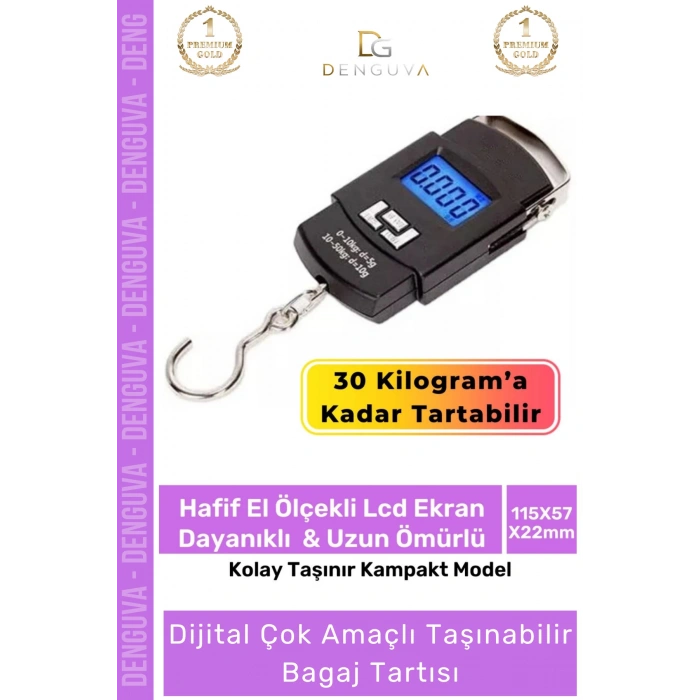 #Tartı Dijital Hassas Ölçüm Yapan Taşınabilir Kompakt ABS Plastik Gövdeli Bagaj Tartısı Max 30