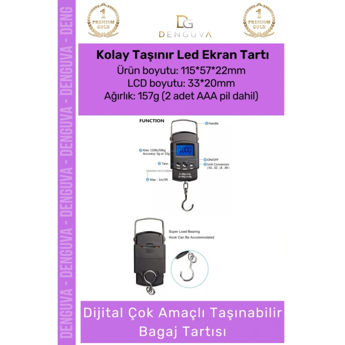 #Tartı Dijital Hassas Ölçüm Yapan Taşınabilir Kompakt ABS Plastik Gövdeli Bagaj Tartısı Max 30