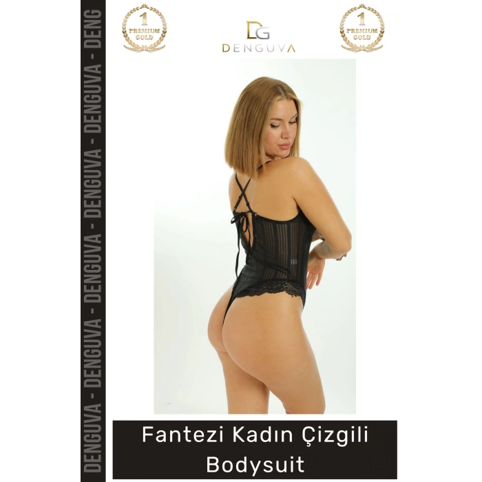 #FanteziBodysuit Modern Şık Görünüm Sunan Sofistike Desenli Kesim Esnek Rahat Büyüleyici Çizgili Bodysuit