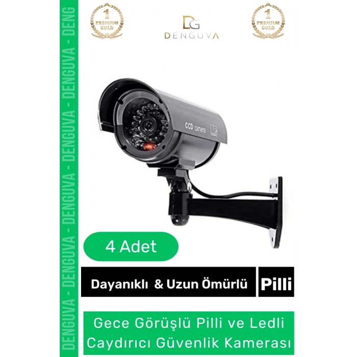 #GüvenlikKamerası Caydırıcı Gece Görüş Görünümlü Aktivasyon Işıklı Pilli Kaliteli Güvenlik Kamerası - 4 Adet