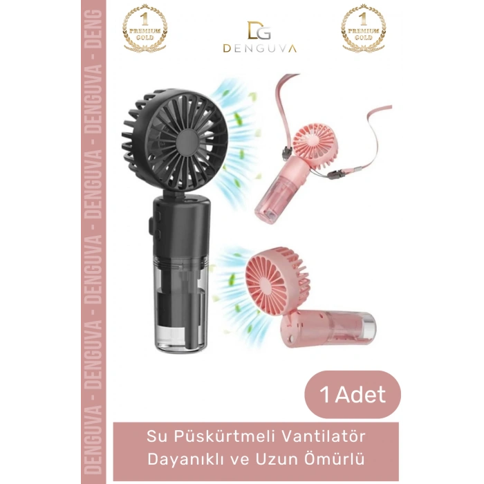 #ElFanı Taşınabilir 3 Kademeli 1200 mAh Usb Şarjlı Su Hazneli Püskürtmeli Mini Klima Vantilatör