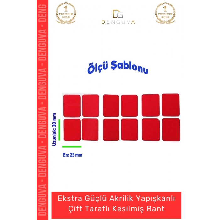 Özel Üretim Çift Taraflı Köpük Montaj Yapışkanlı Güçlü Akrilik Sabitleme 25x30mm Asma Bant 36 Adet