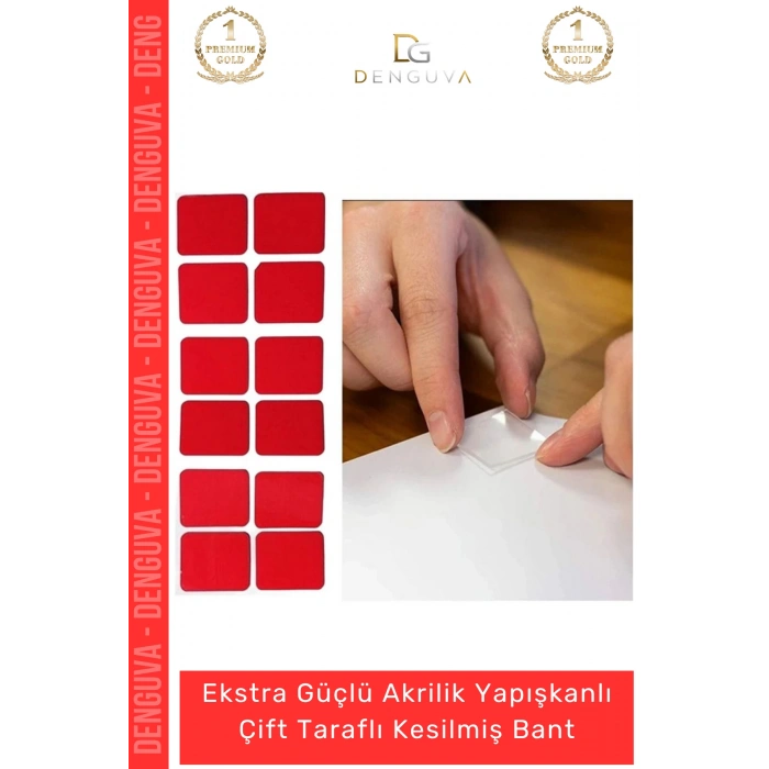 Özel Üretim Çift Taraflı Köpük Montaj Yapışkanlı Güçlü Akrilik Sabitleme 25x30mm Asma Bant 36 Adet