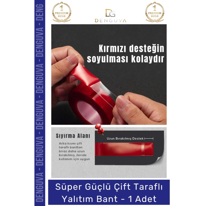 #Bant Nano VHB Şeffaf Güçlü Traceless Yıkanabilir Çift Taraflı Silikon Bant 18mm x 1,5m - 1 Adet