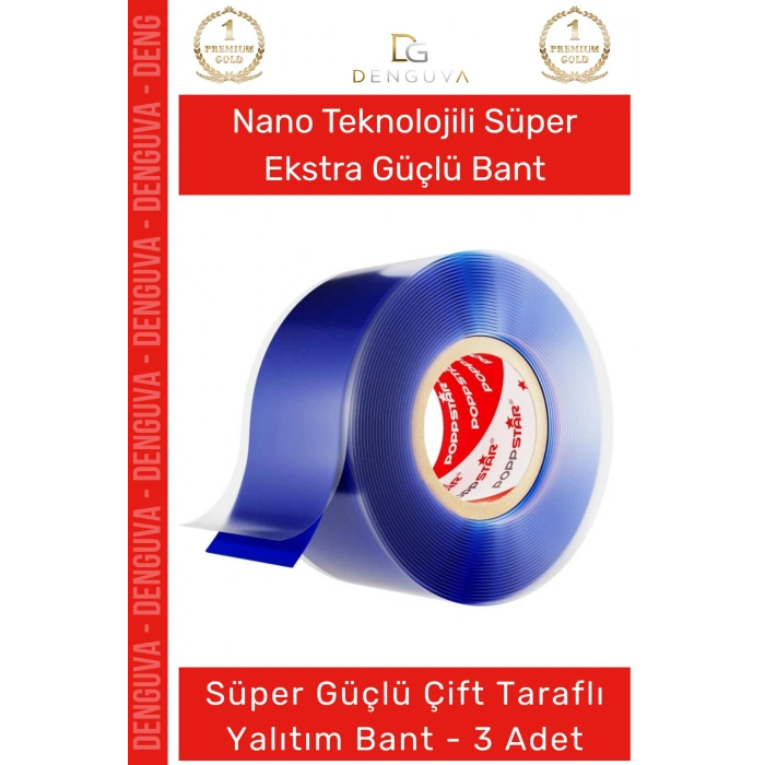 #Bant Nano VHB Şeffaf Güçlü Traceless Yıkanabilir Çift Taraflı Silikon Bant 18mm x 1,5m - 3 Adet