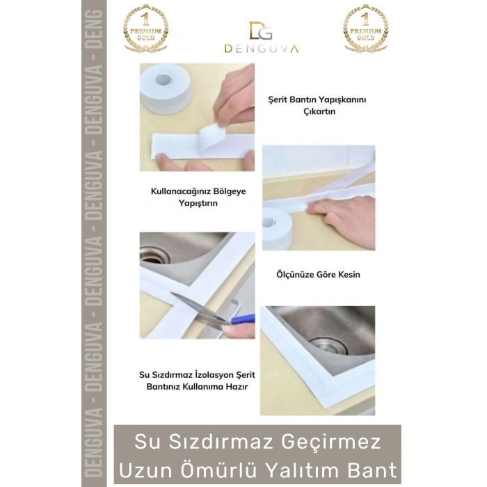 #Bant Su Sızdırmaz Lavabo Küvet Kenar Bandı İthal Kaliteli Küf Önleyici Gri Bant 3.2m - 1 Adet