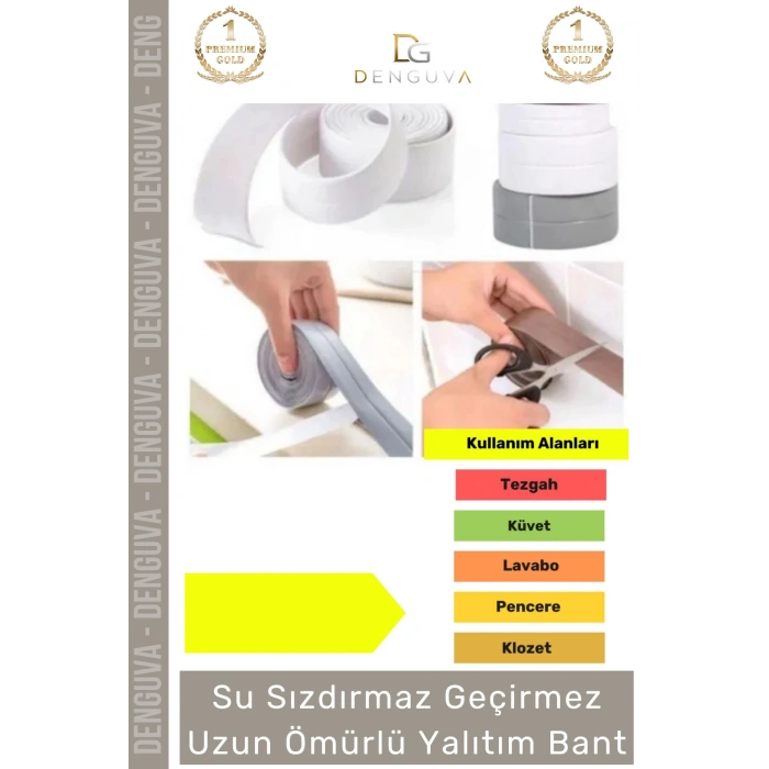#Bant Su Sızdırmaz Lavabo Küvet Kenar Bandı İthal Kaliteli Küf Önleyici Gri Bant 3.2m - 1 Adet