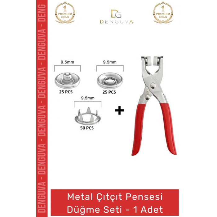 #ÇıtçıtPensesi 11 mm Metal Perçin Dikiş Nakış El İşleri Hobi Tekstil Çıtçıt Pensesi 25 Düğme Seti