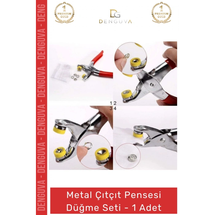 #ÇıtçıtPensesi 11 mm Metal Perçin Dikiş Nakış El İşleri Hobi Tekstil Çıtçıt Pensesi 25 Düğme Seti