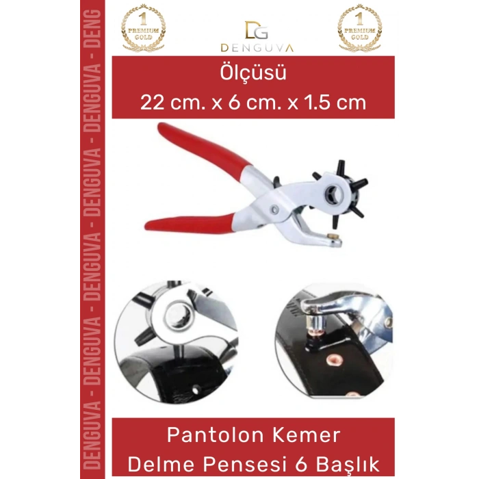 #DelmePensesi 6 Başlıklı Ayarlanabilir Metal Profesyonel Deri Saat Kordonu Delik Açma Kemer Delme Pensesi