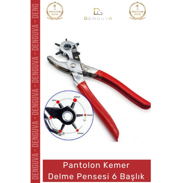 #DelmePensesi 6 Başlıklı Ayarlanabilir Metal Profesyonel Deri Saat Kordonu Delik Açma Kemer Delme Pensesi