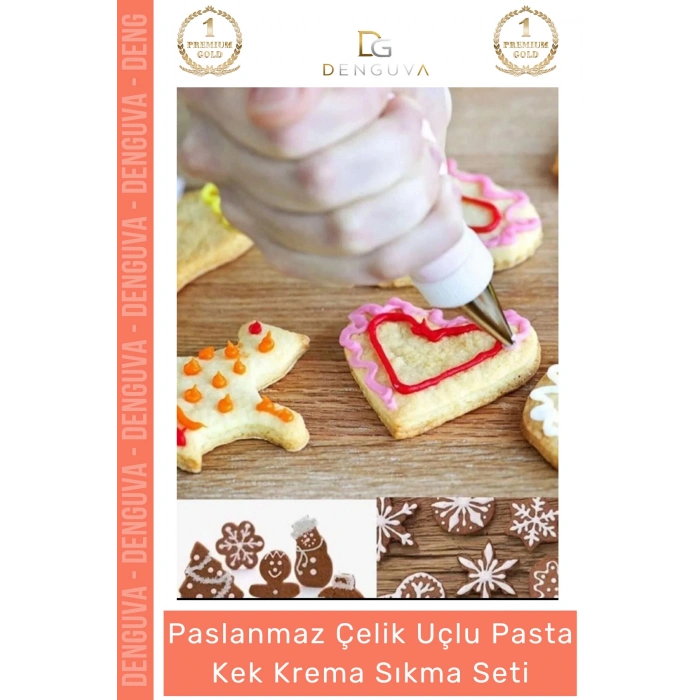 #KremaTorbası Paslanmaz Çelik Pasta Cupcake Uçlu Tasarım Süsleme Torbası Krema Sıkma Seti 10 Parça
