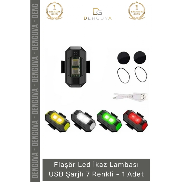#BisikletLambası Flaşör Motosiklet Bisiklet Scooter Uyumlu USB Şarjlı Mini Taşınabilir Led İkaz Lambası 7 Renkli