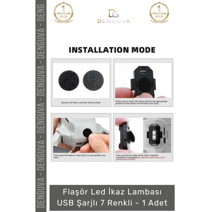 #BisikletLambası Flaşör Motosiklet Bisiklet Scooter Uyumlu USB Şarjlı Mini Taşınabilir Led İkaz Lambası 7 Renkli