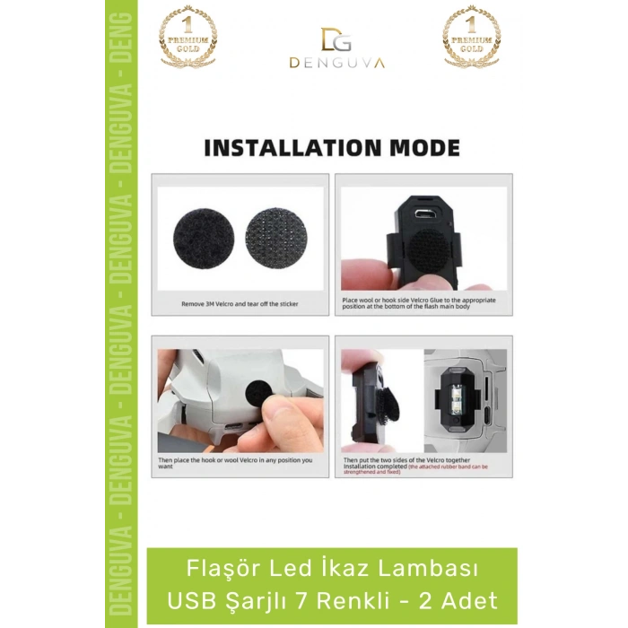 #BisikletLambası Flaşör Motosiklet Bisiklet Scooter Uyumlu USB Şarjlı Mini Taşınabilir Led İkaz Lambası 7 Renkli - 2 Adet