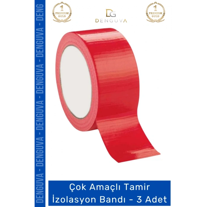 #İzolasyonBandı Kırmızı Tamir Yalıtım Montaj Güçlü Dayanıklı Onarım İzolasyon Bandı 48mm x 10m - 3 Adet