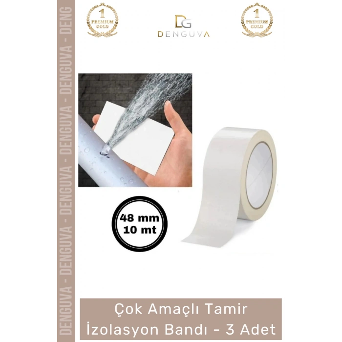#İzolasyonBandı Su Geçirmez Dayanıklı Tamir Onarım Sızdırmaz İzolasyon Bandı 48mm x 10m - 3 Adet
