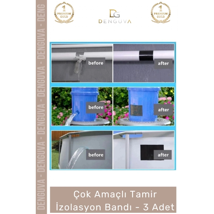#İzolasyonBandı Su Geçirmez Dayanıklı Tamir Onarım Sızdırmaz İzolasyon Bandı 48mm x 10m - 3 Adet
