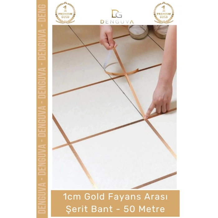 #ŞeritBant Kendinden Yapışkanlı Dekoratif 1cm 50 Metre Zemin Duvar Gold Fayans Arası Şerit Bant - 1 Adet