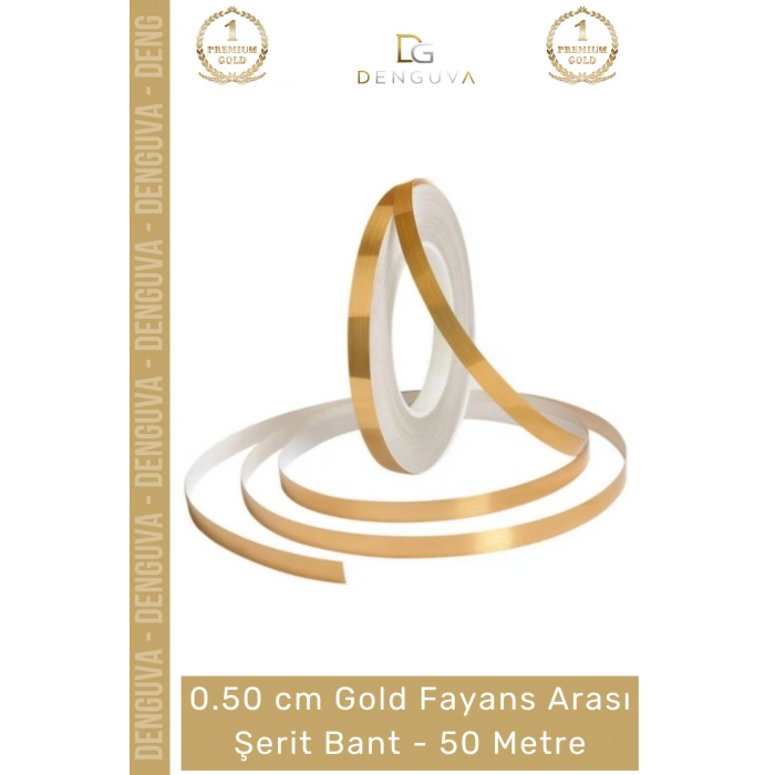 #ŞeritBant Kendinden Yapışkanlı Dekoratif 0,5cm 50 Metre Şık Parlak Su Geçirmez Gold Fayans Arası Şerit Bant - 1 Adet