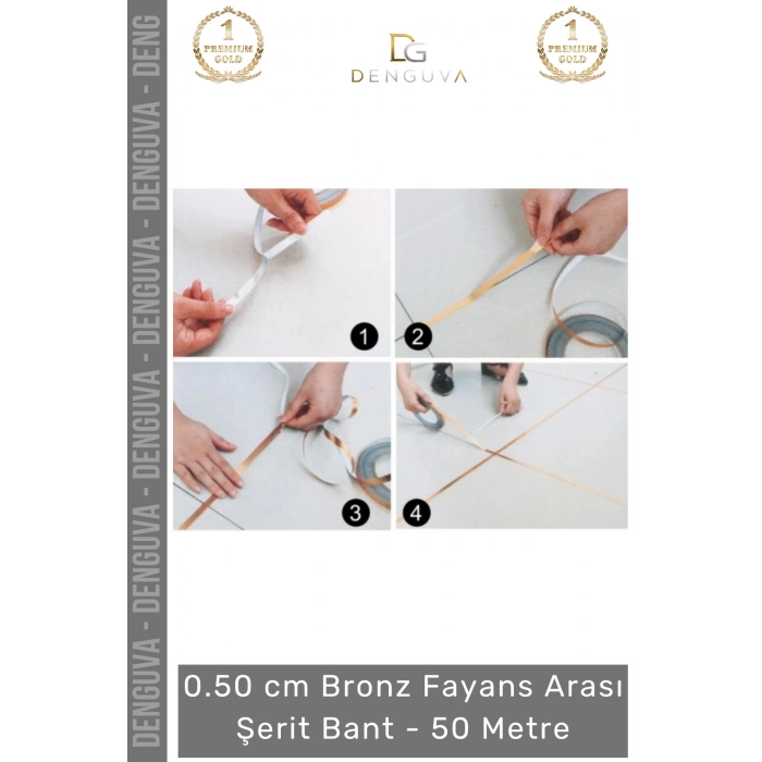 #ŞeritBant Kendinden Yapışkanlı Dekoratif 0.50cm 50 Metre Şık Karo Zemin Duvar Bronz Fayans Arası Şerit Bant - 1 Adet