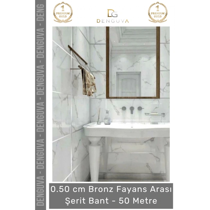 #ŞeritBant Kendinden Yapışkanlı Dekoratif 0.50cm 50 Metre Şık Karo Zemin Duvar Bronz Fayans Arası Şerit Bant - 1 Adet