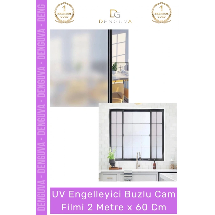 #CamFilmi UV Engelleyici Kaliteli Şık Pratik Gizlilik Sağlayan Buzlu Cam Filmi 2 Metre x 60 Cm