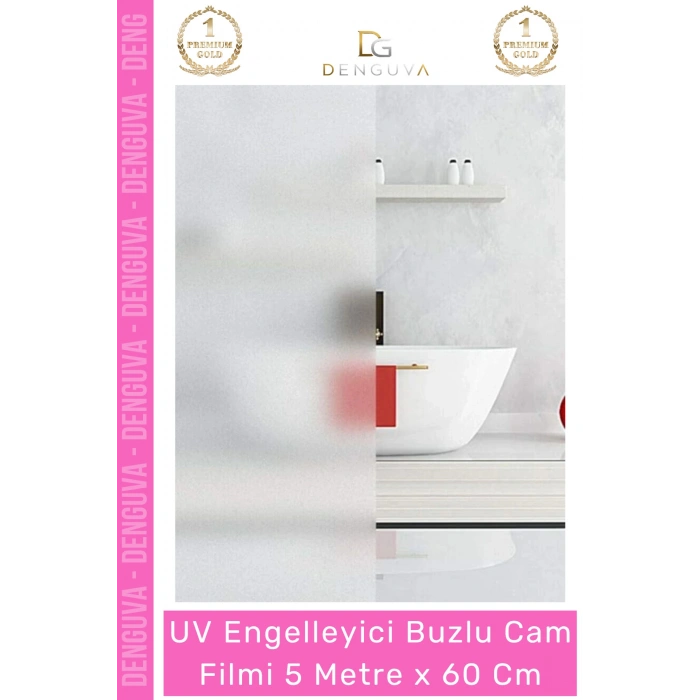#CamFilmi UV Engelleyici Gizlilik Sağlayan Yapışkanlı Dekoratif Buzlu Cam Filmi 5 Metre x 60 Cm