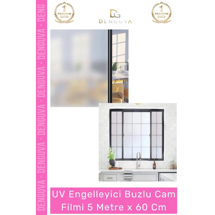 #CamFilmi UV Engelleyici Gizlilik Sağlayan Yapışkanlı Dekoratif Buzlu Cam Filmi 5 Metre x 60 Cm