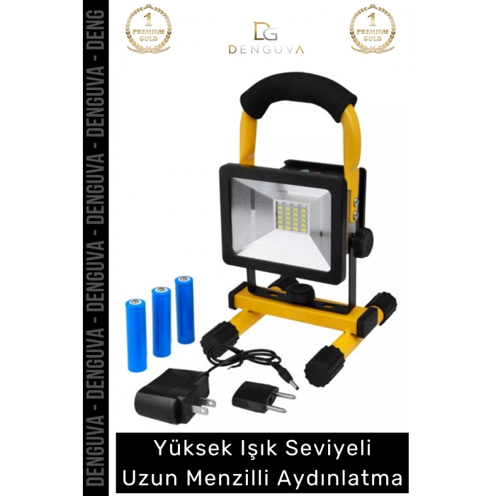 #Projektör 30W COB LED 2400 Lümen IP44 Su Geçirmez SOS Modlu Taşınabilir Kamp Şarjlı Spot Lamba Projektör