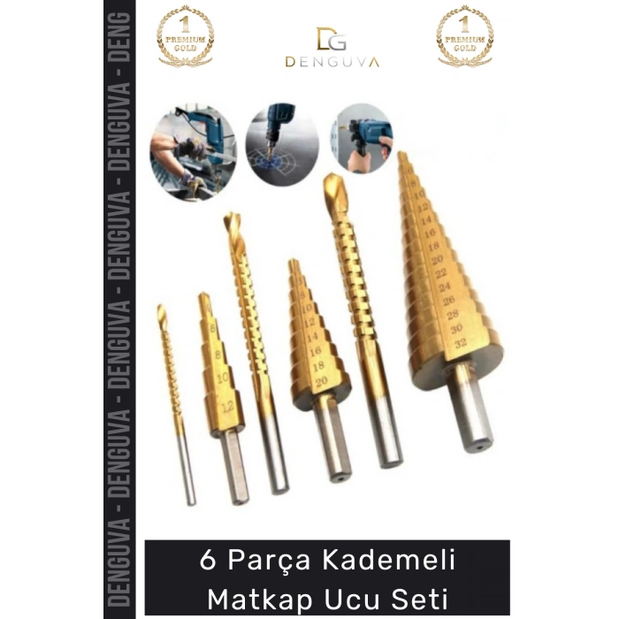 #MatkapUcu Titanyum Kaplı HSS Kademeli Metal Ahşap Delici Matkap Ucu Sac Delme 6 Parça Panç Seti