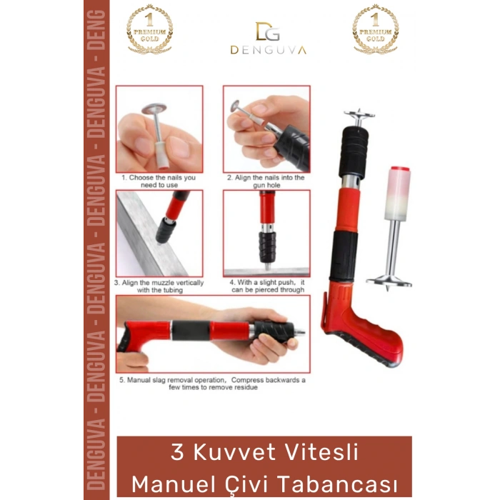 #ÇiviTabancası 3 Vitesli Beton Çelik Ahşap Uyumlu Profesyonel Güç Ayarlı Darbe Etkili Manuel Çivi Tabancası
