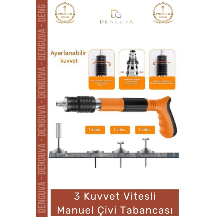 #ÇiviTabancası 3 Vitesli Beton Çelik Ahşap Uyumlu Profesyonel Güç Ayarlı Darbe Etkili Manuel Çivi Tabancası