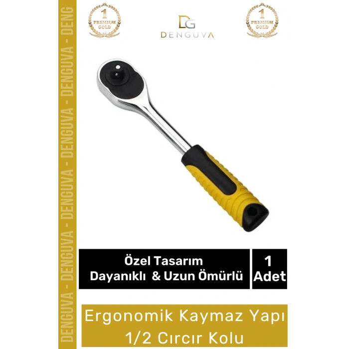 #CırcırKolu Sanayi Profesyonel Çelik Mekanik Lokma Anahtarı Ergonomik Kaymaz Yapı 1/2 Cırcır Kolu