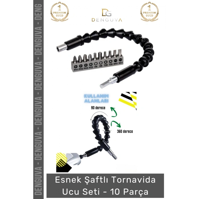 #TornavidaUcu Esnek Şaftlı Manyetik Profesyonel Matkap Uyumlu Mobilya Montaj Tamir 10 Parça Tornavida