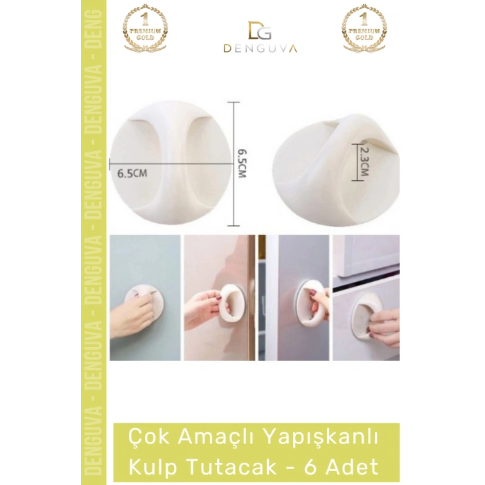 #Kulp Pratik Mobilya Çekmece Dolap Pencere Cam Kapı Kendinden Yapışkanlı Yapışkanlı Kulp Tutacak - 6 Adet