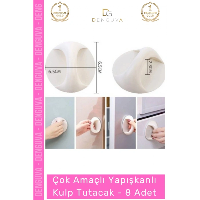 #Kulp Pratik Mobilya Çekmece Dolap Pencere Cam Kapı Kendinden Yapışkanlı Yapışkanlı Kulp Tutacak - 8 Adet