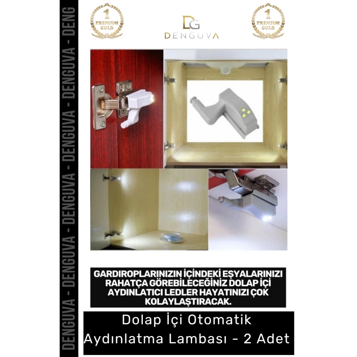 Özel Üretim Menteşe Üstü Dolap İçi LED Otomatik Sensörlü Gardırop Mutfak Aydınlatma Lambası - 2 Adet