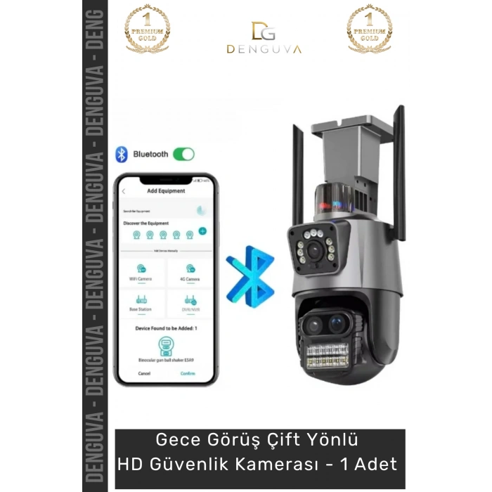 #GüvenlikKamerası 3 Lens Wi Fi IP66 Gece Görüşlü 2 4GHz Çift Ekranlı Hareket Sensörlü HD Güvenlik Kamerası