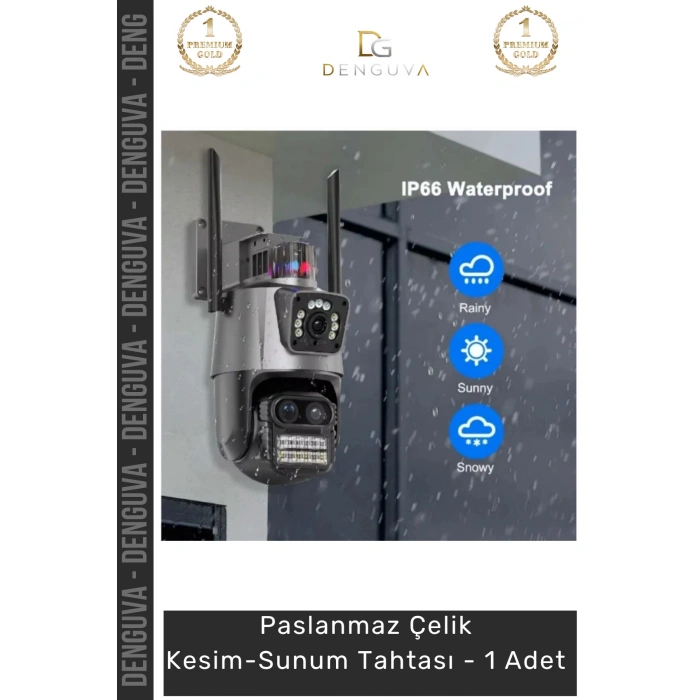 #GüvenlikKamerası 3 Lens Wi Fi IP66 Gece Görüşlü 2 4GHz Çift Ekranlı Hareket Sensörlü HD Güvenlik Kamerası